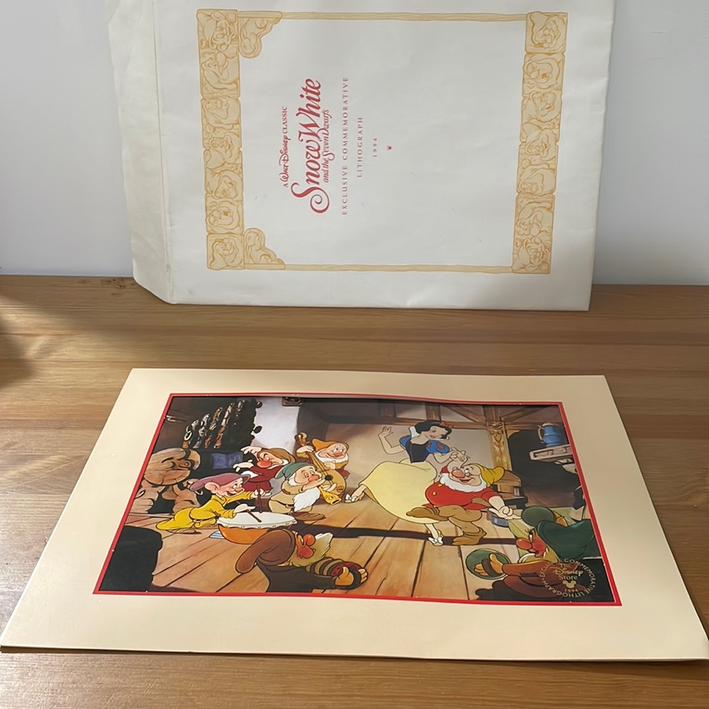 1994 Walt Disney Lithograph Portrait Commemorative Snow White/Seven Dwarfs
